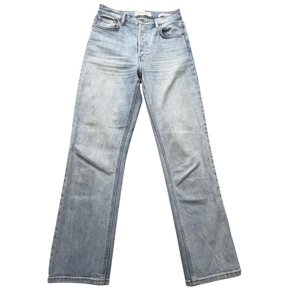 Denim Forum The Arlo High Rise Straight Jeans Womens 26x26.5 Light Wash Denim